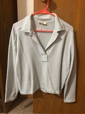 Mint Green Women’s Waffle-Knit Collared Sweater